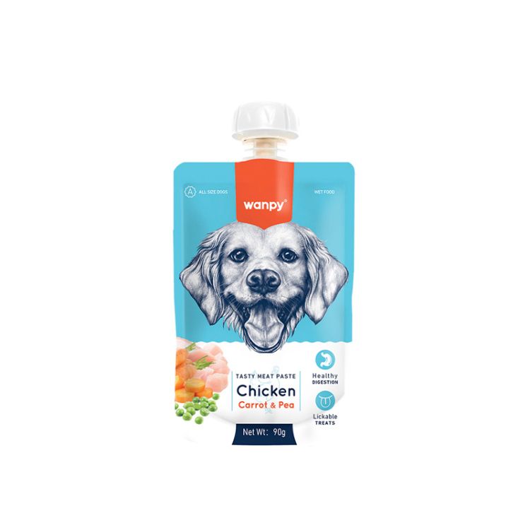 وانبي صوص وطعام رطب للكلاب بالدجاج، الجزر والبازلاء