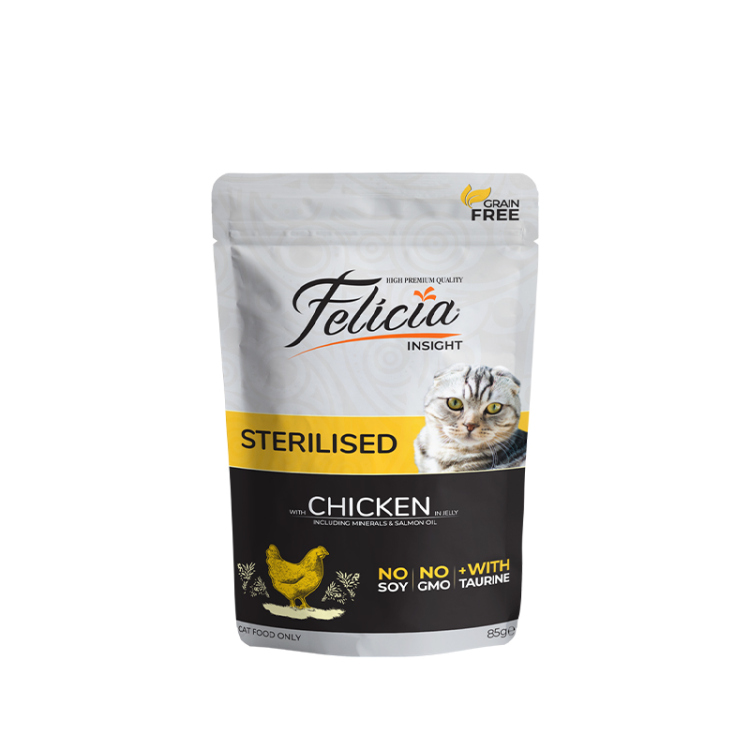 فيليسيا طعام رطب للقطط المعقمة بالدجاج