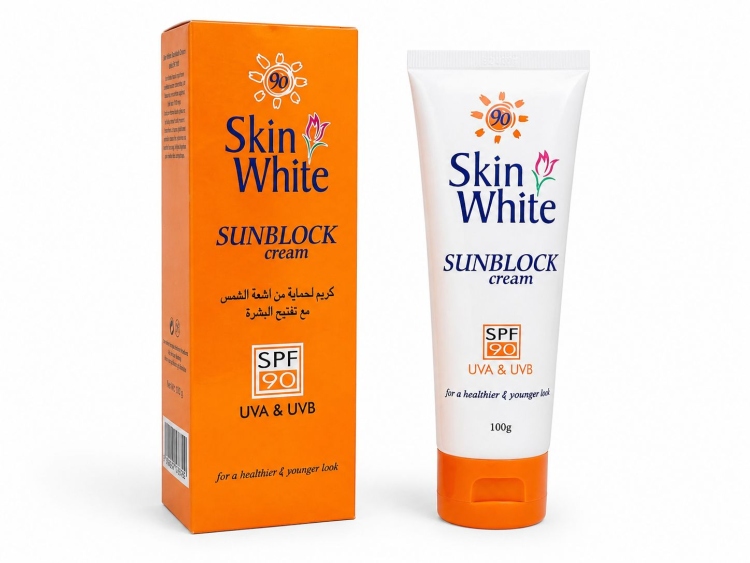 واقي شمس مع تفتيح SPF 90 من سكين وايت 100 غم 
