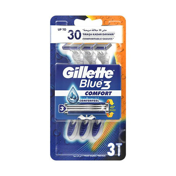 جيليت شفرات رجالية حزمة بلو 3  كومفورت 3 قطع