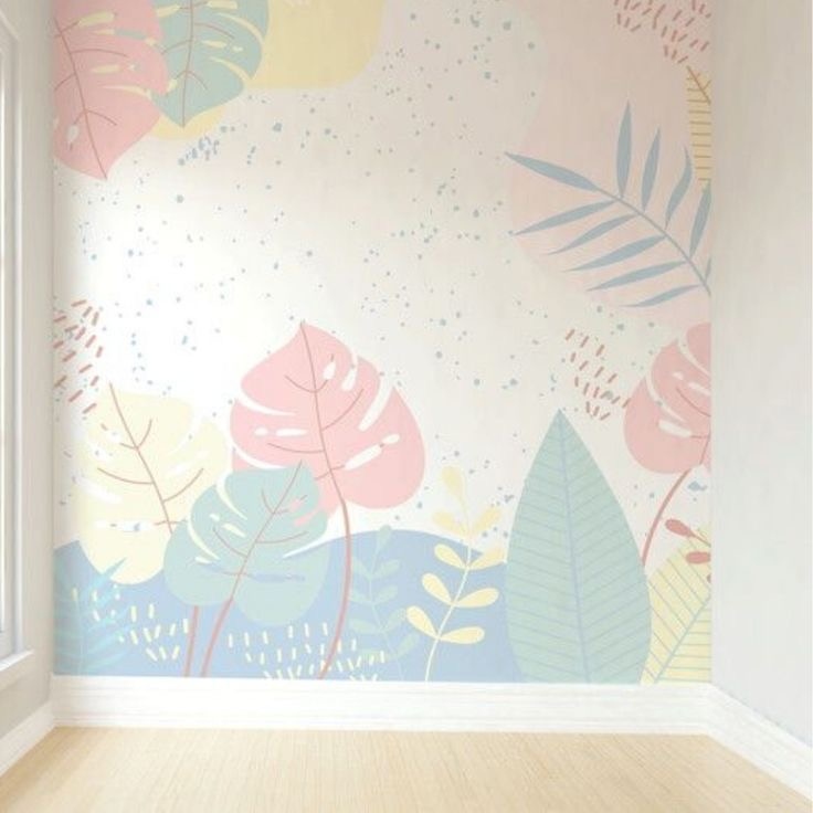 Custom made plant leaves wallpaper