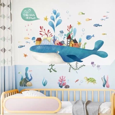 Custom made whale wallpaper