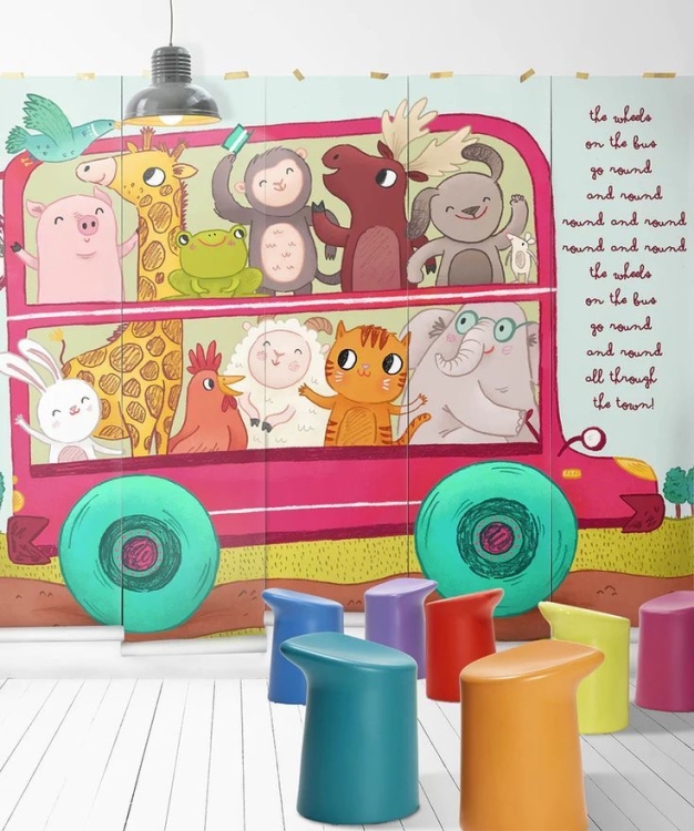Custom made animal bus wallpaper
