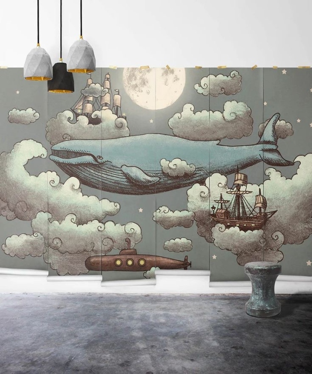 Custom made whale wallpaper