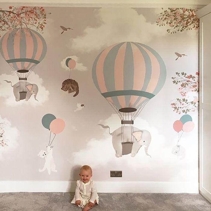 Custom made hot air balloon wallpaper