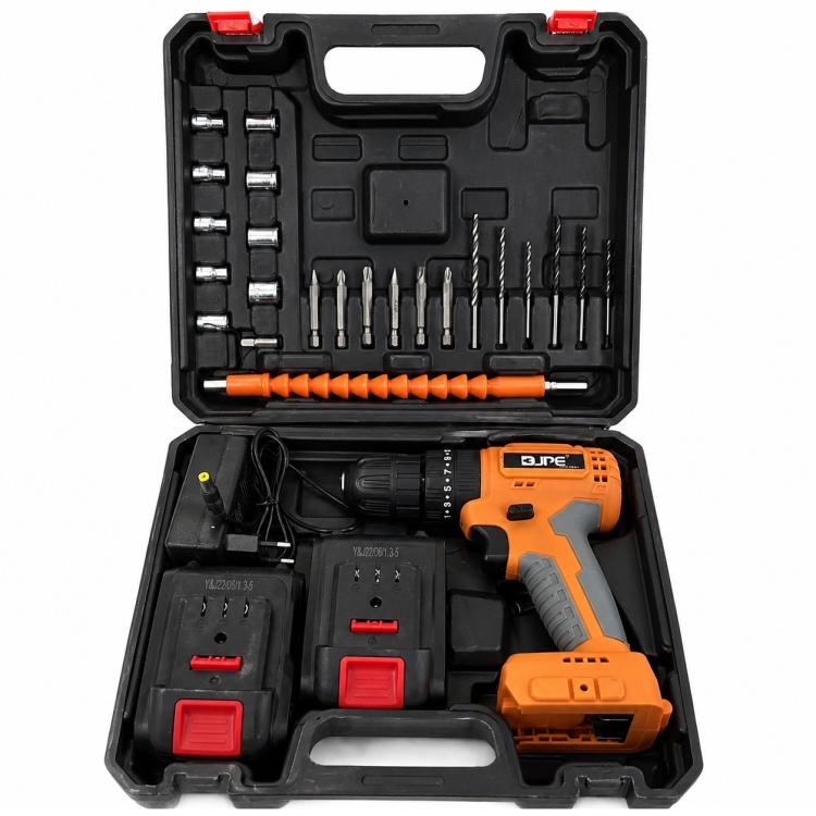 درل شحن 36 فولت مع عدة + بطاريتين ليثيوم