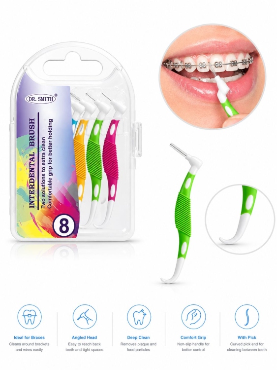 فرشاة تنظيف تقويم الأسنان مقاس واحد عدد 8