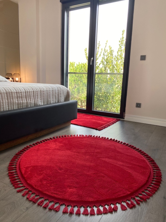 Puffy red rug