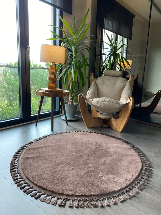 Puffy brown rug
