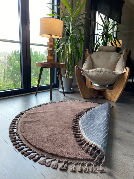 Puffy brown rug
