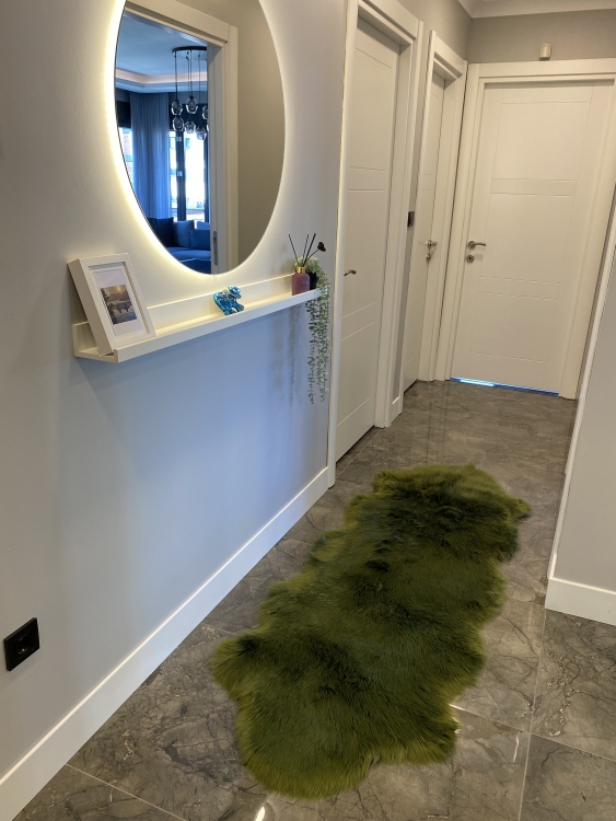 Shaggy green rug