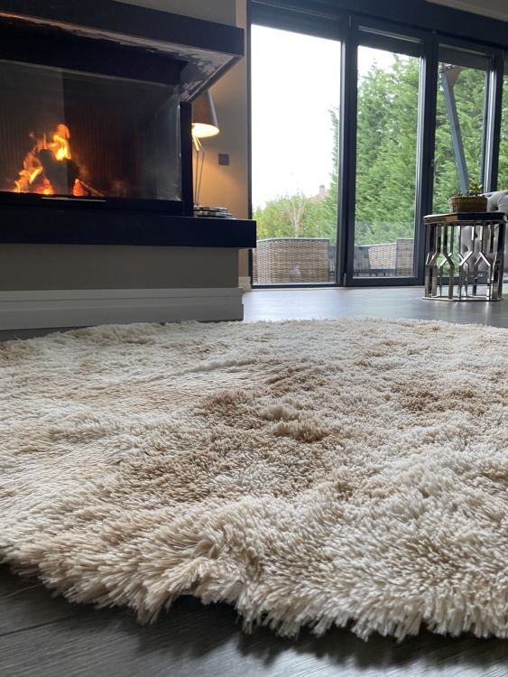 Shaggy beige rug