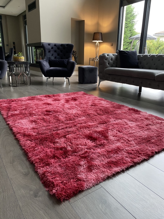 Shaggy red rug