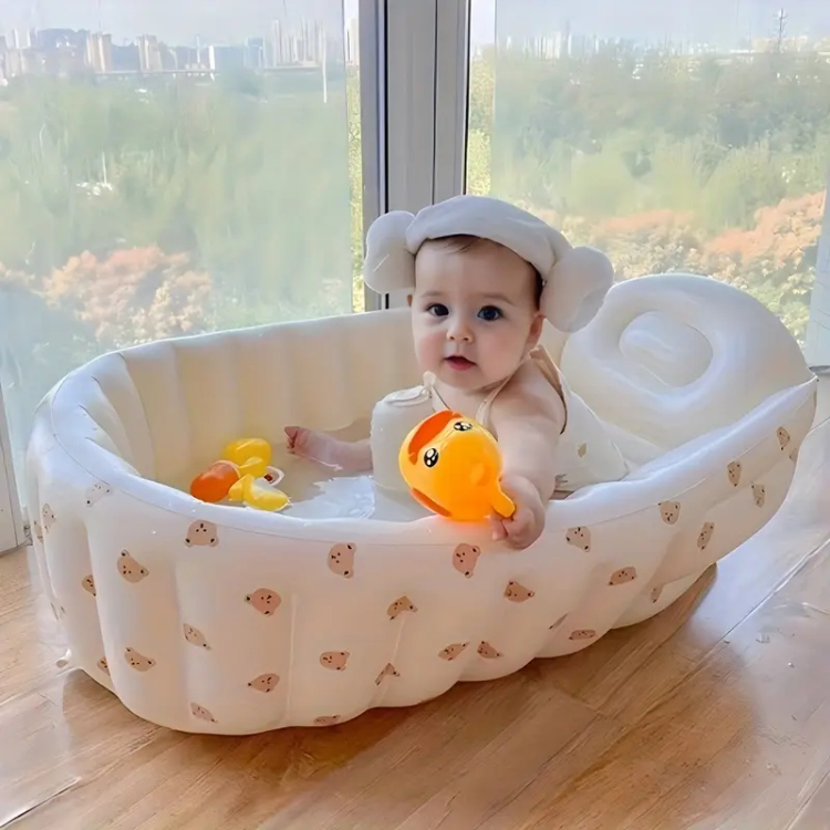 فرشة بانيو نفخ باللون الزهري 