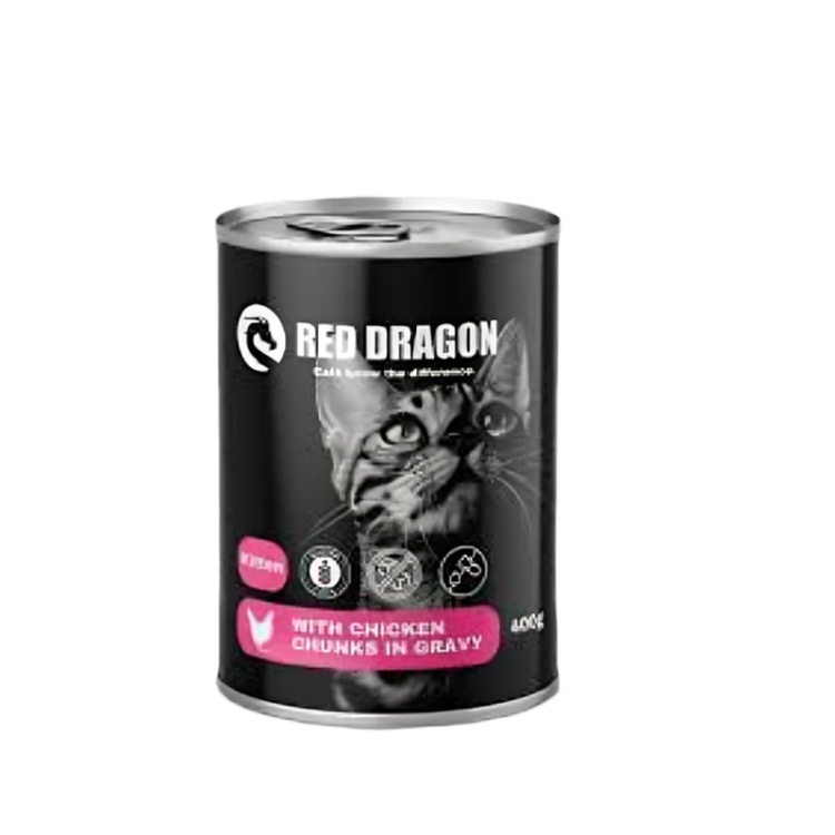  ريد دراغون معلبات قطع دجاج في صوص للقطط الصغيرة