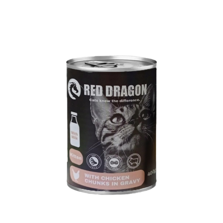 ريد دراغون معلبات بقطع دجاج في صوص للقطط الصغيرة