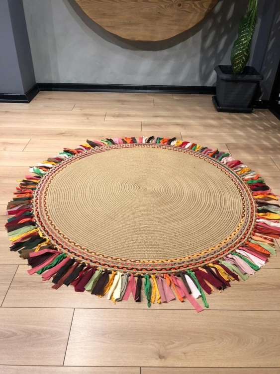 Experience the luxurious feel of a handmade natural jute rug with its high-quality fibers and unique designs.