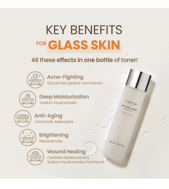 Tirtir milk glow toner  تونر الحليبي الكوري