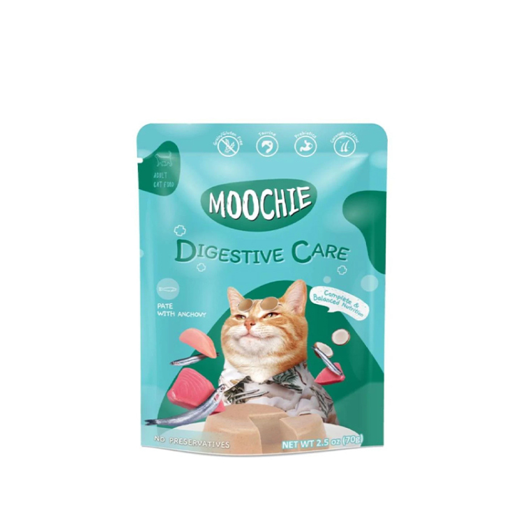  موشي طعام رطب للقطط البالغة بنكهة الأنشوجة للعناية بالجهاز الهضمي 