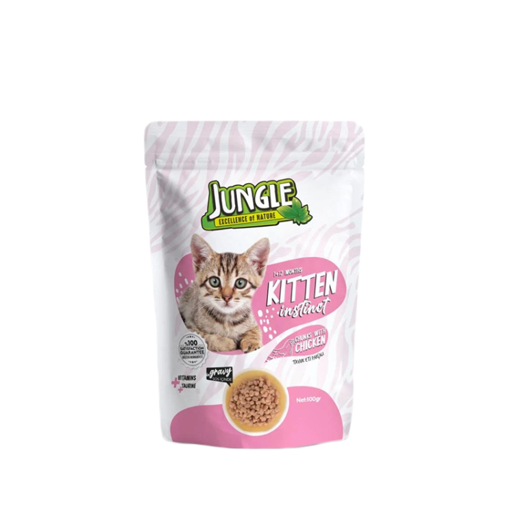  جنغل طعام رطب للقطط الصغيرة بقطع الدجاج في صلصة 