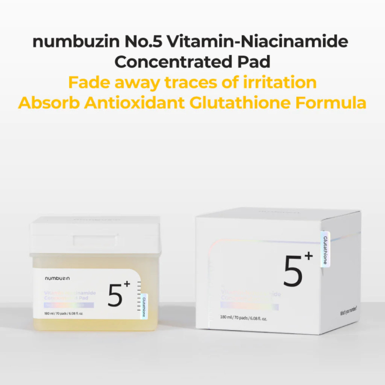 Numbuzin 5 + Vitamin Niacinamide Toner Pad مسحات النايسنميد والفيتامينات المركزه 