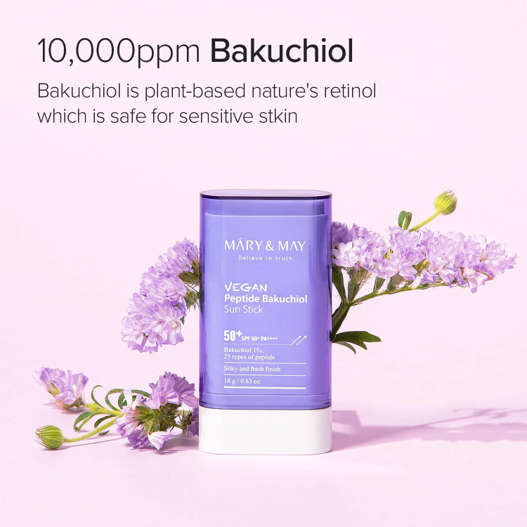 Mary&May Vegan Peptide Bakuchiol Sun Stick SPF50+ PA++++واقي شمس ستيك مقاوم لتجاعيد والخطوط الرفيعة 