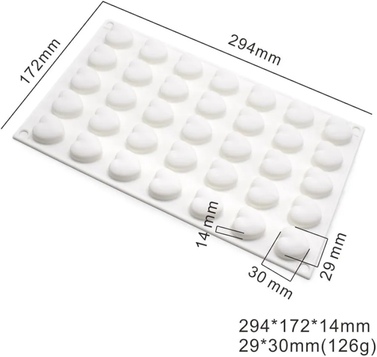 قالب شكولاتة سليكون قلب 2.9سم ارتفاع 1.2