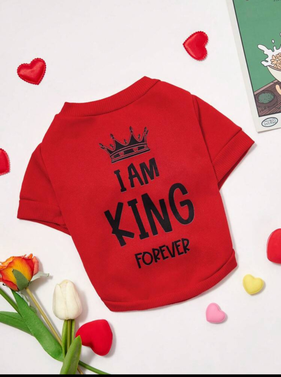 بلوزة  "I AM KING FOREVER" للحيوانات الأليفة،مقاس 5 اكس لارج