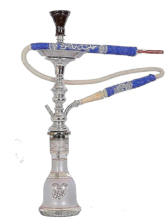 Khalil Mamoon Original  Stainless-Steel hookah set, Large size - 32cm - Blue printing 