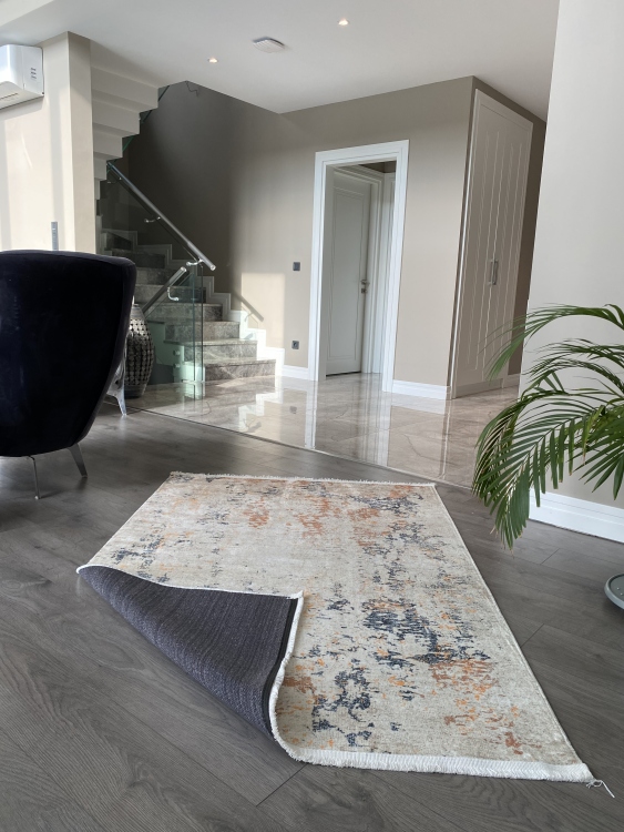 This rug bamboo texture, bringing a natural and organic feel to your home decor .
