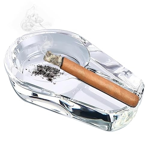 Crystal Cigar Ashtray Heavy Glass, Diamond Cut Style