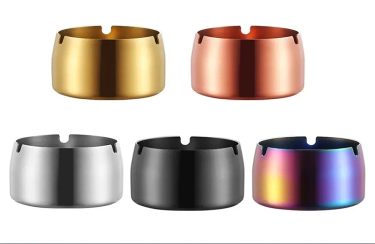 Stainless Steel Round Cigarettes Ashtray - Assorted Colors 