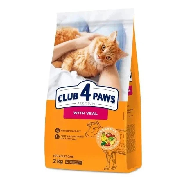 Club 4 Paws - Dry Food for Cats with  veal Flavor, for  Adult Cats 