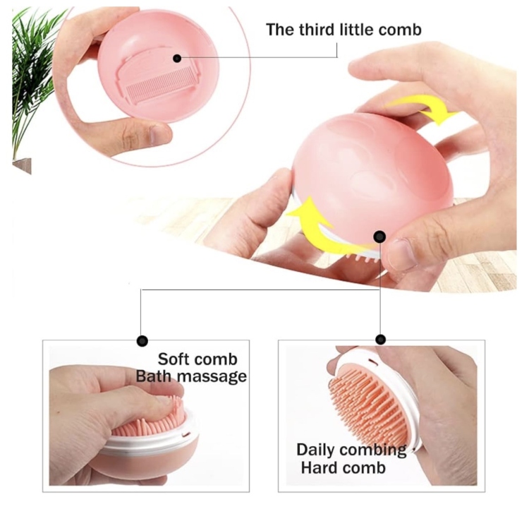 فرشاة Petmoyo "Easy Brush" للعناية بالحيوانات الأليفة , لون رمادي.