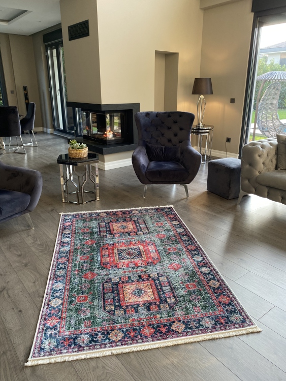 This printed velvet cloth weaving base rug has a soft texture, and a bold and stylish design