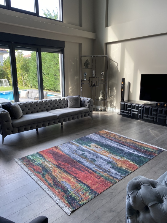 Printed velvet rug