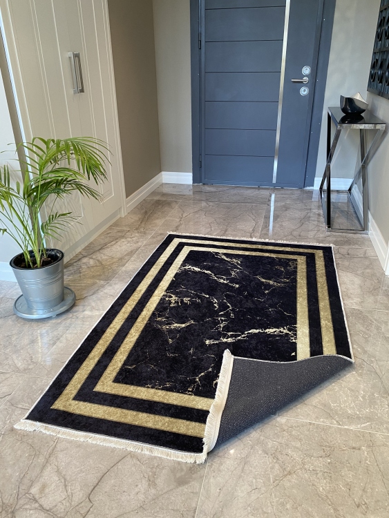 This printed velvet cloth weaving base rug has a soft texture, and a bold and stylish design
