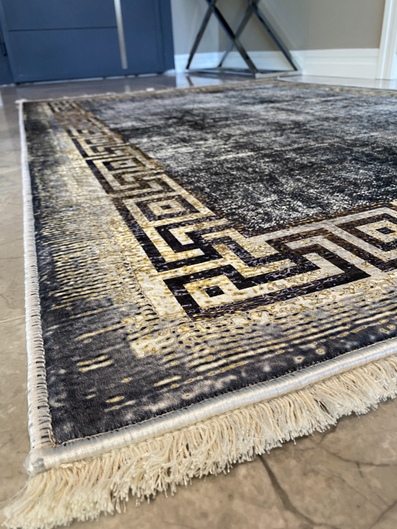 This printed velvet cloth weaving base rug has a soft texture, and a bold and stylish design