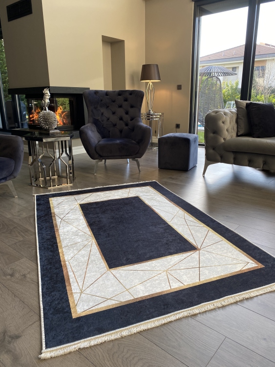 This printed velvet cloth weaving base rug has a soft texture, and a bold and stylish design
