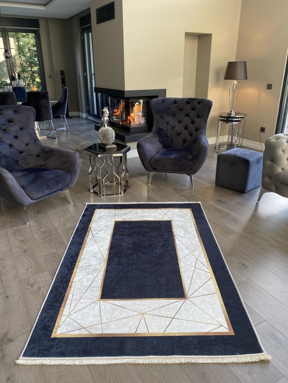 This printed velvet cloth weaving base rug has a soft texture, and a bold and stylish design