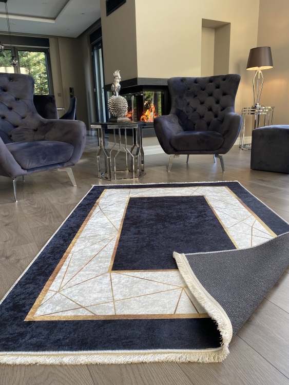 This printed velvet cloth weaving base rug has a soft texture, and a bold and stylish design