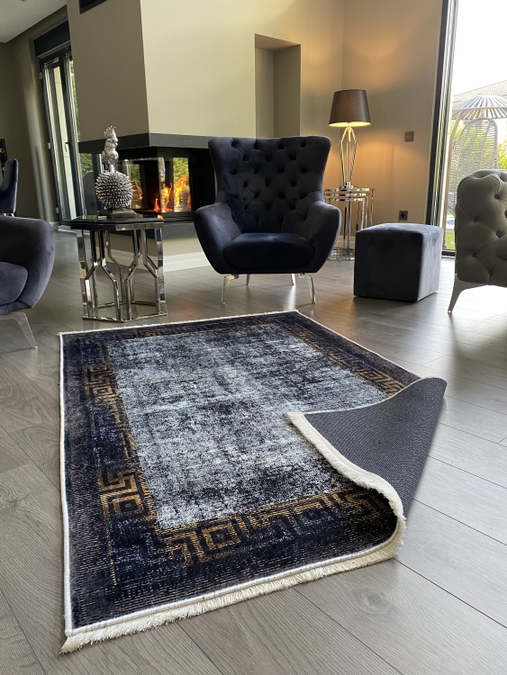 This printed velvet cloth weaving base rug has a soft texture, and a bold and stylish design