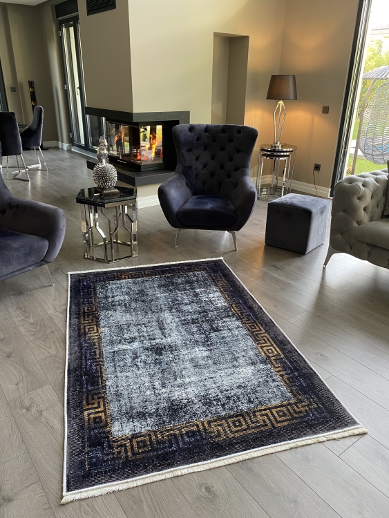 This printed velvet cloth weaving base rug has a soft texture, and a bold and stylish design