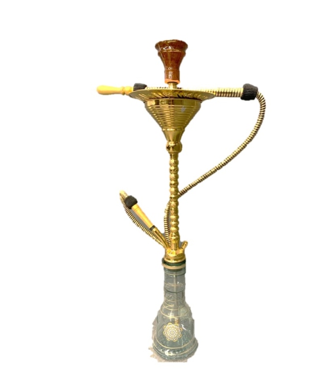 MAGDY & JAMAL FARES Hookah, Large size - 30 cm - Complete Set - Glass & Gold Color