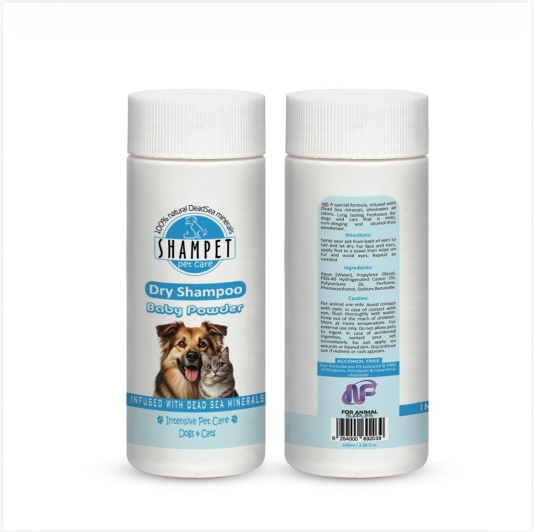shampet dog&cats dry shampoo baby powder