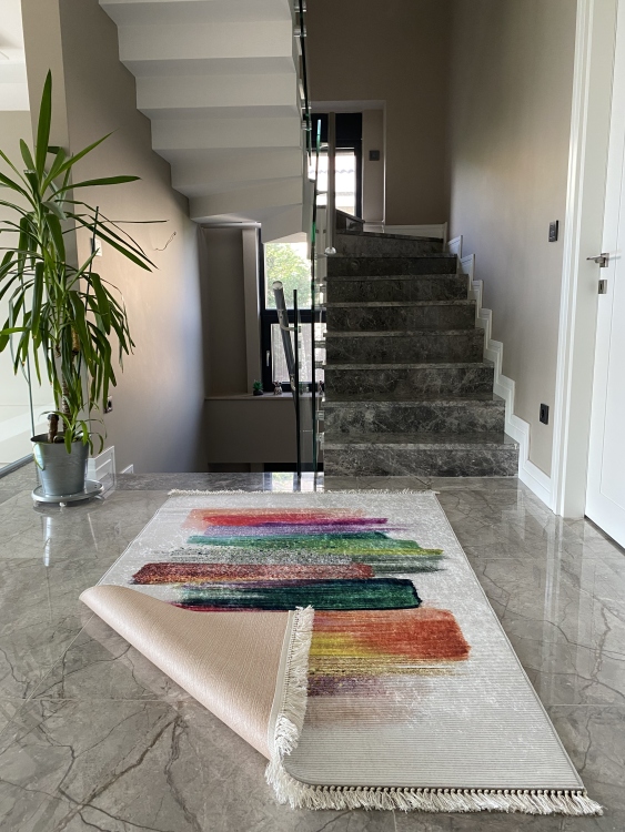 Printed velvet rug