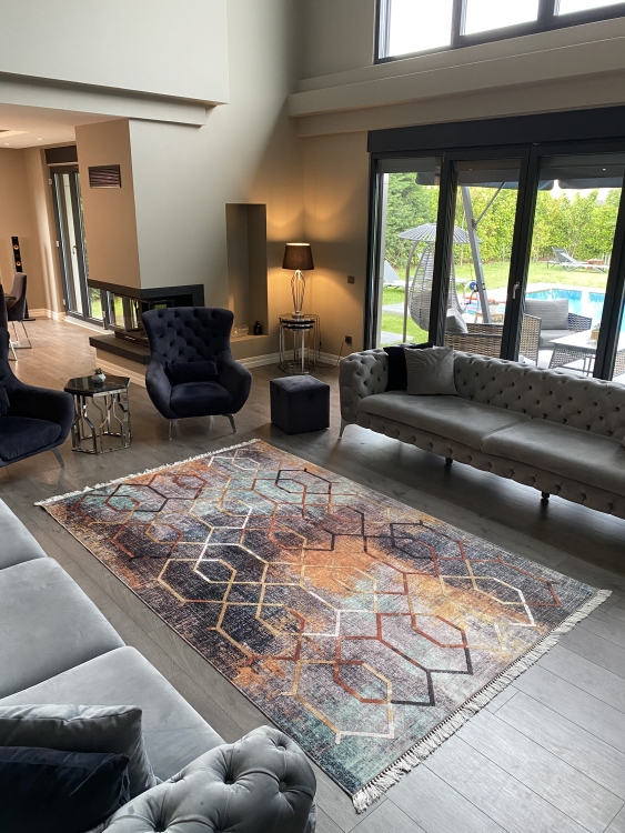 Printed velvet rug