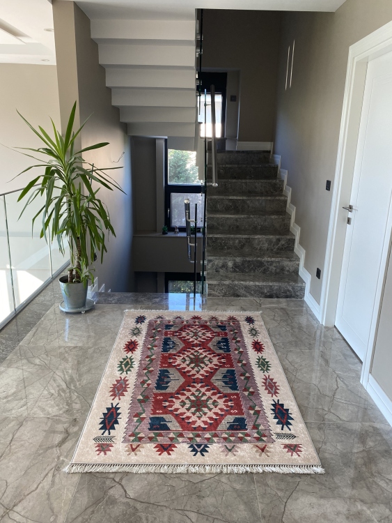 Printed velvet rug