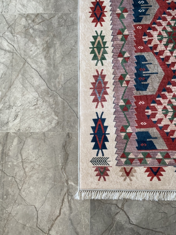 Printed velvet rug