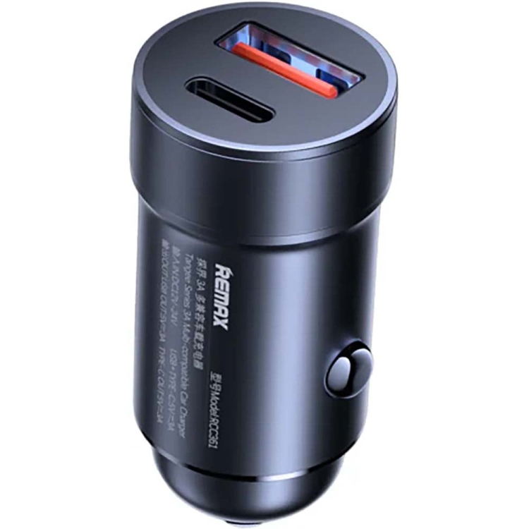 شاحن موبايل للسيارة 60W 1xUSB<1xTYPE-C 